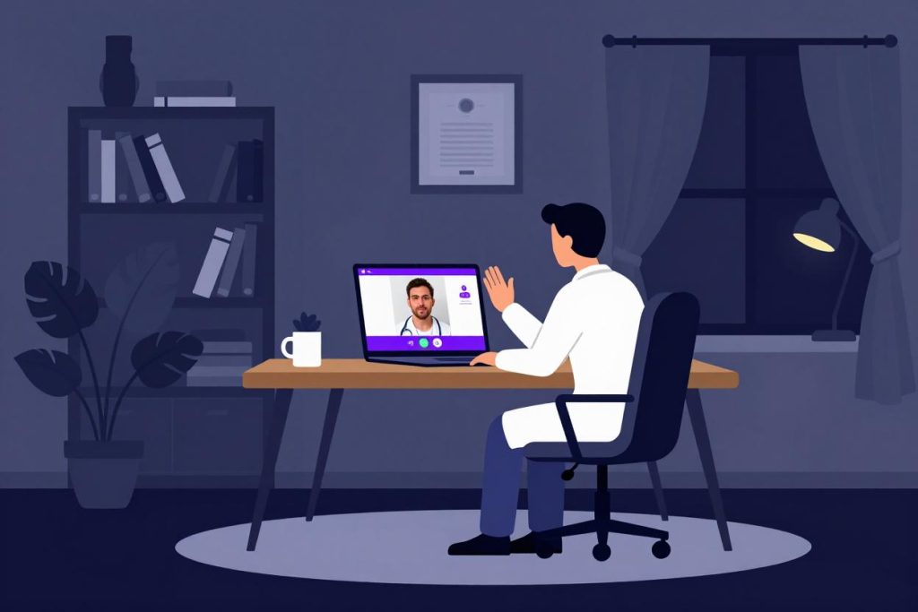 Neurólogo en una videoconsulta de telemedicina